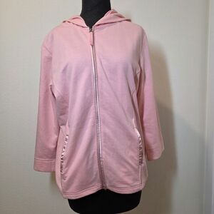 3 For $15 | BalletPink Satin Zipper Hoodie by Junction West Sz XL